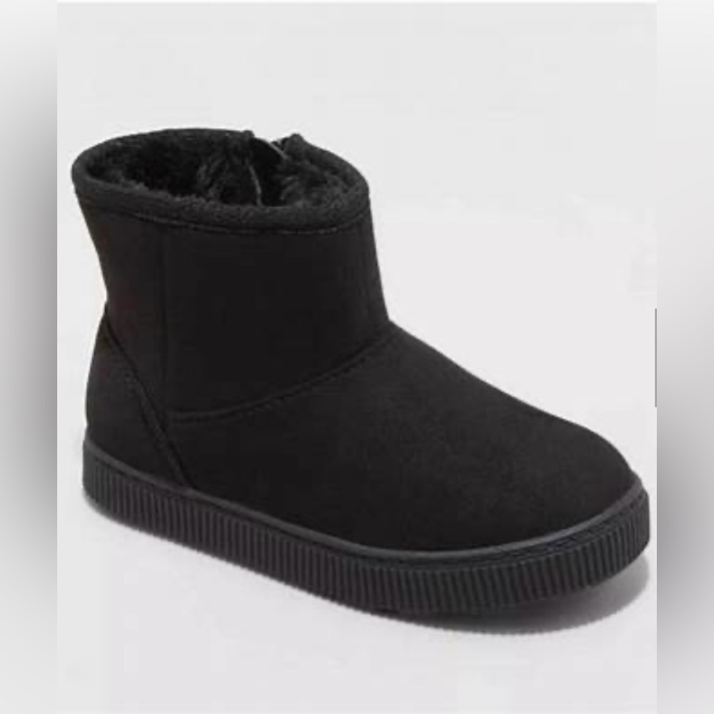 Toddler Arlo Shearling Style Boots - Cat & Jack Black 11T -Toddler Arlo Booties
